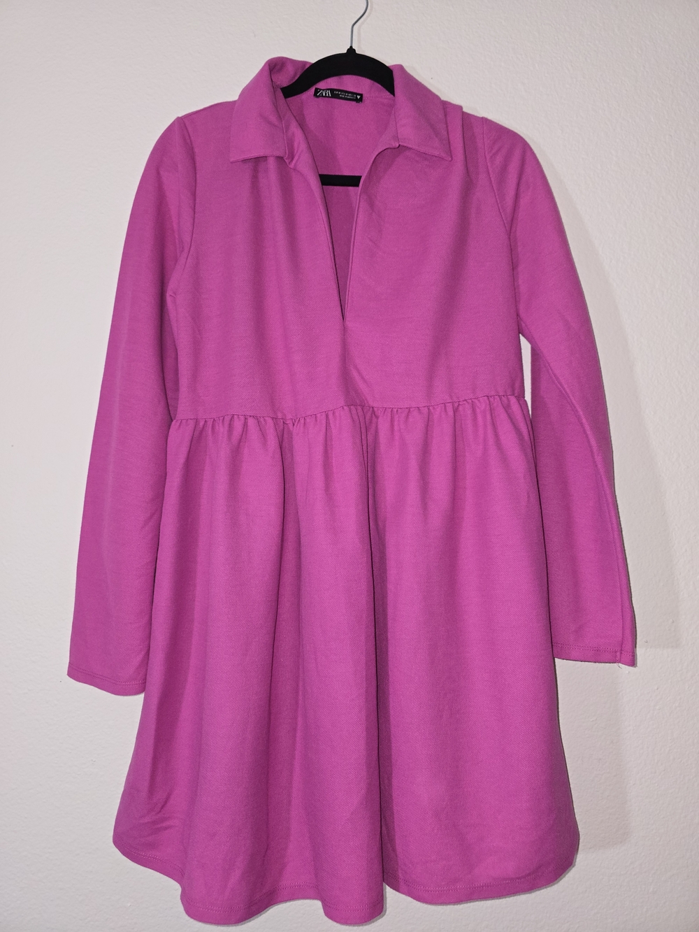 Zara Pink Long-Sleeve Polo Dress